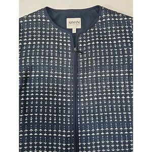 Armani Collezioni Zip-up Jacket Navy & White with Sequins Sparkly Women's Sz 12